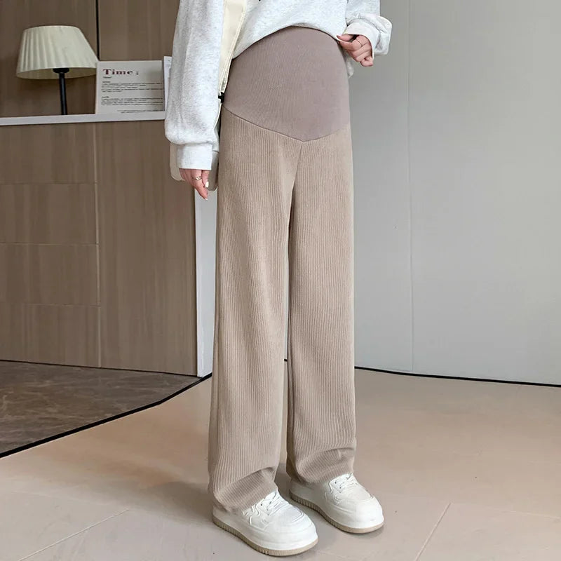 Pantalon maternité jambe large Mybooni — Taille haute décontracté femme enceinte