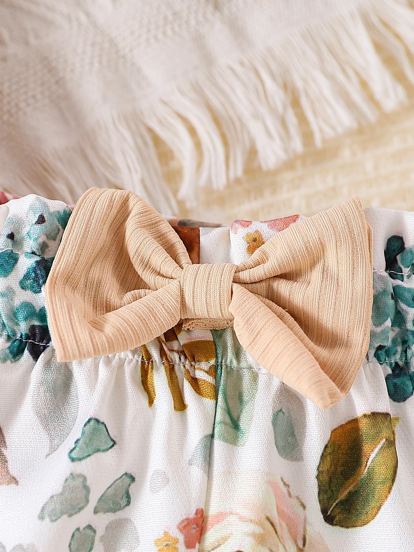Ensemble 3 pièces bébé fille à volants Bouni — Haut + Short + Bandeau été