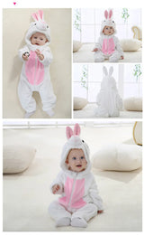Combinaison pyjama bébé flanelle cartoon - grenouillère licorne/lapin/dinosaure animal