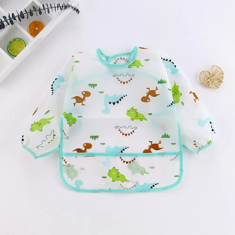 Bavoir tablier imperméable bébé manches longues - smock alimentation enfant plastron bavette vêtement