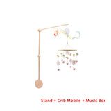 Mobile lit bébé bois feutrine ours cartoon - carillon musical avec support berceau