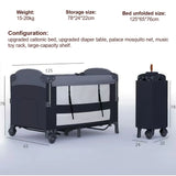 Lit bébé pliant portable hauteur réglable - berceau multifonction anti-basculement respirant côté dormeur