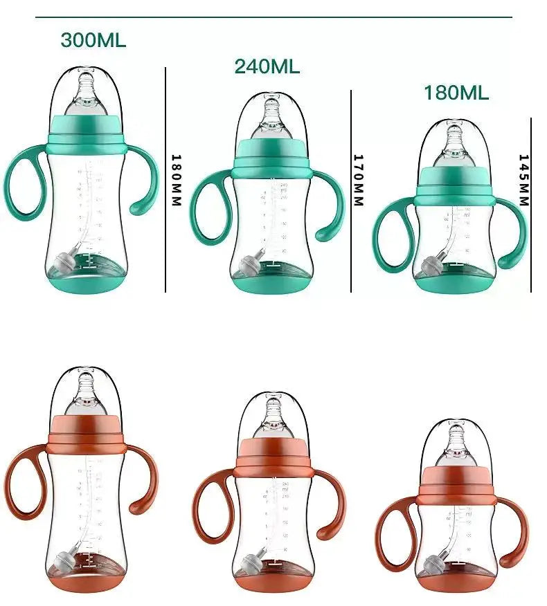 Biberon silicone anti-chute avec paille et poignée isolante