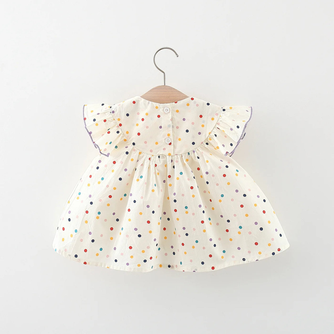 Robe bébé coton brodée fleurs Mybooni — Imprimé pois colorés