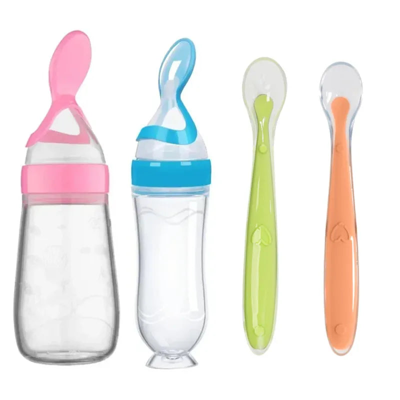 Biberon bébé avec cuillère silicone souple - outil alimentation complémentaire nourrisson toddler
