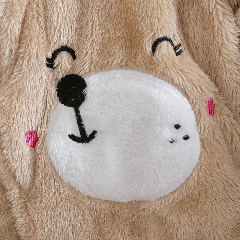 Combinaison bébé automne-hiver peluche chaud - grenouillère cartoon chien/lapin 0-2 ans