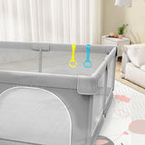 Parc bébé IMBABY gris clair - enclos bébé aire de jeux barrière sécurité enfant ball box