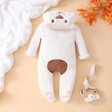 Grenouillère capuche fermeture éclair Mybooni — Motif ours 0-18M
