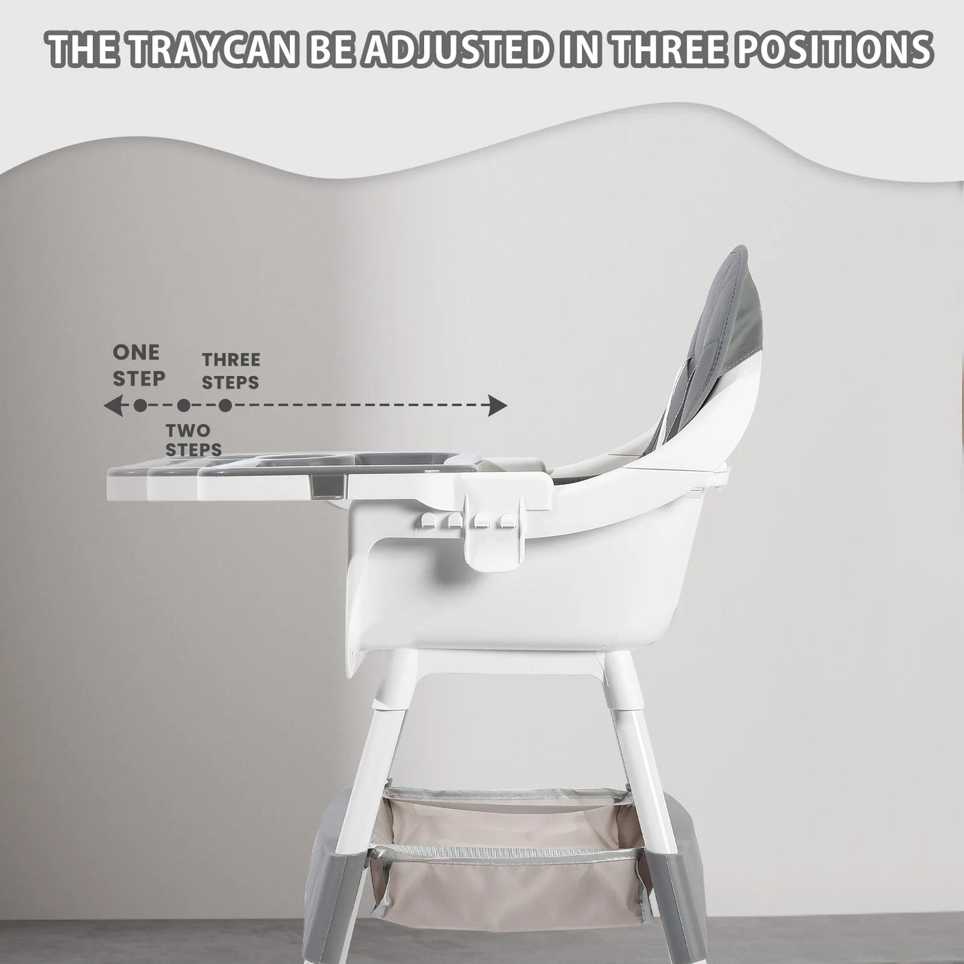 Chaise haute bébé convertible portable double plateau et barre jouets
