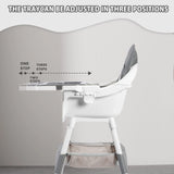 Chaise haute bébé convertible portable double plateau et barre jouets