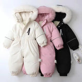 Combinaison ski bébé hiver capuche fourrure - grenouillère coupe-vent épaisse garçon/fille