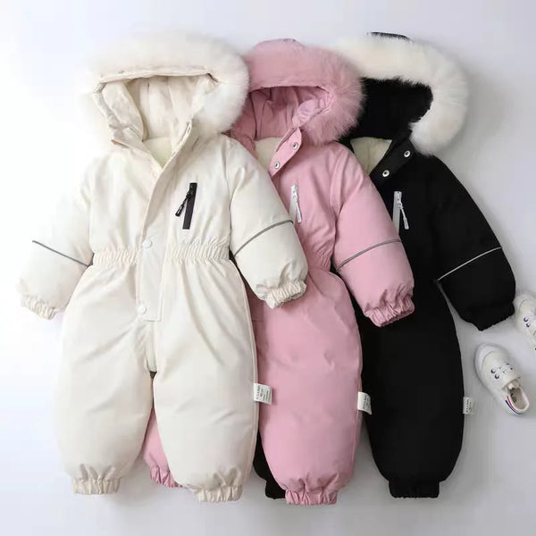 Combinaison ski bébé Mybooni — Col fourrure hiver garçon et fille