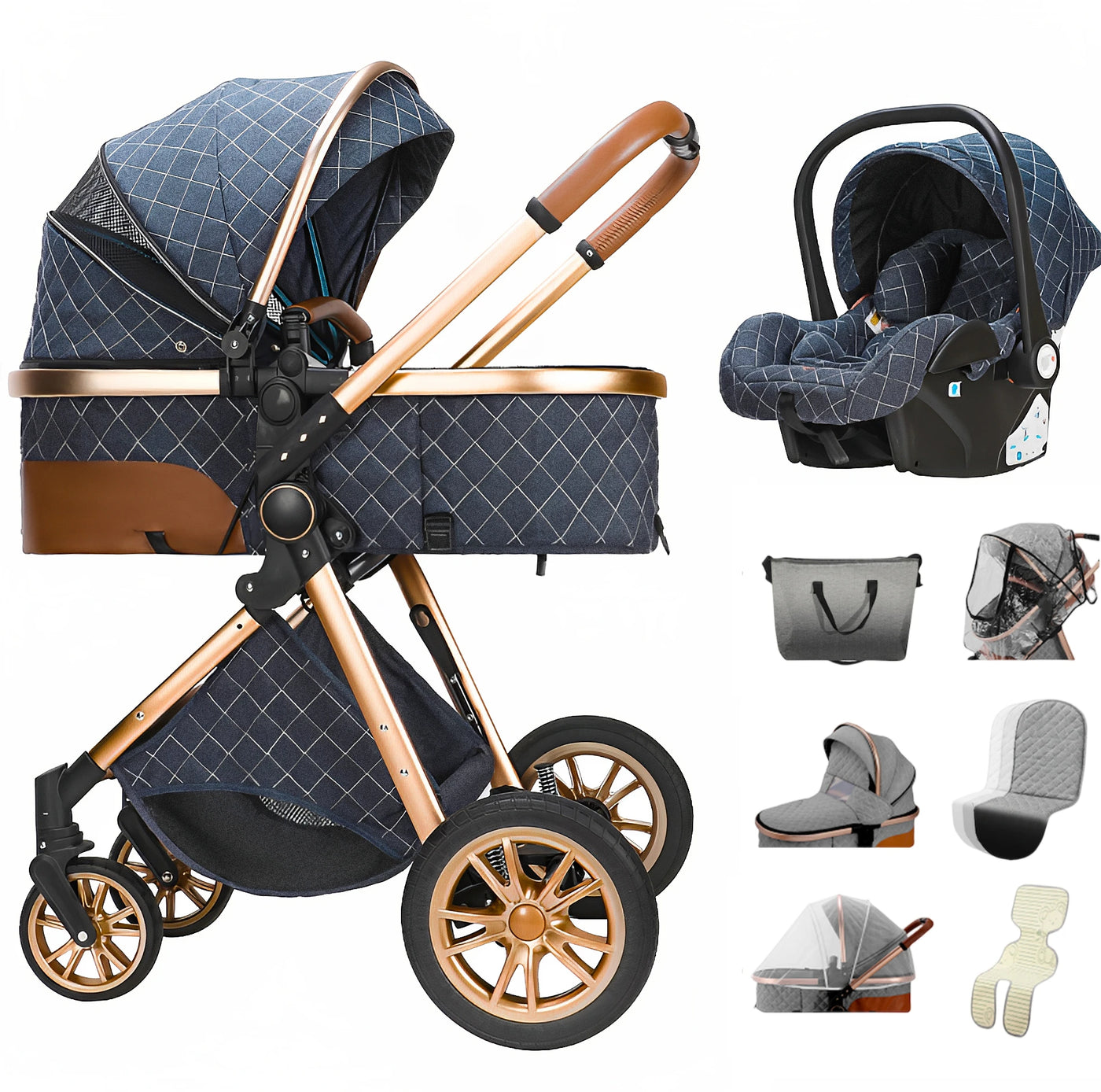 Poussette 3-en-1 pliable Mybooni — Multifonction siège auto inclus