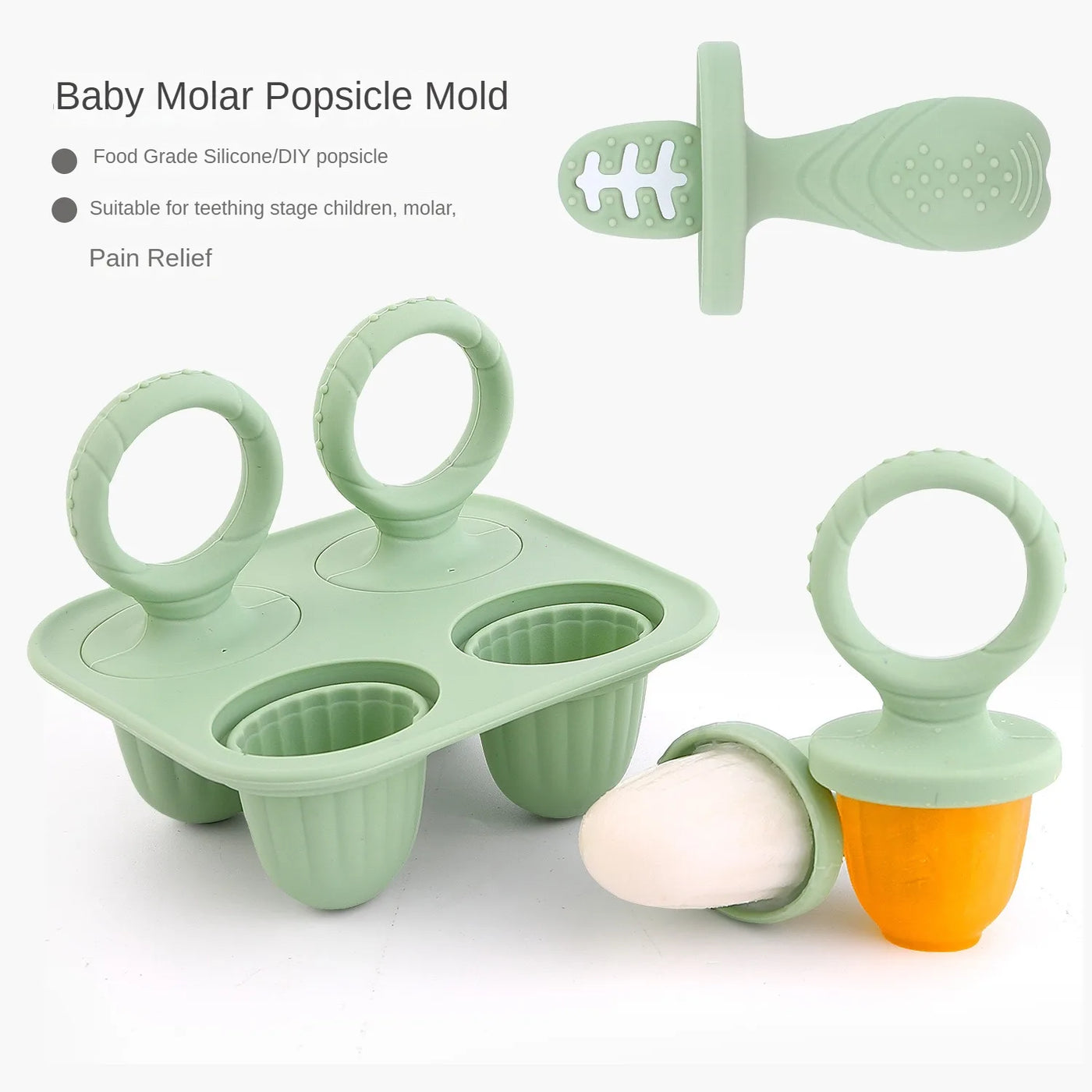 5 anneaux dentition bébé silicone BPA free - porte-aliments fruits légumes forme lapin anti-chute