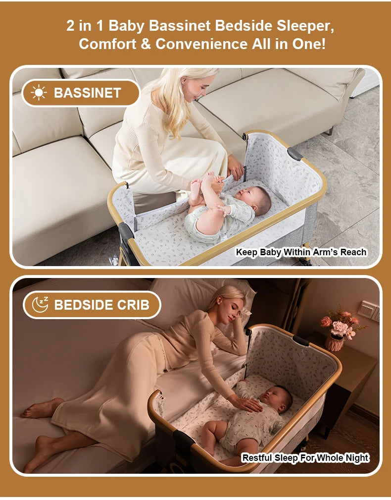 Lit bébé multifonction pliable hauteur ajustable - berceau balancelle lit dormeur portable