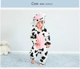 Combinaison pyjama bébé flanelle cartoon - grenouillère licorne/lapin/dinosaure animal