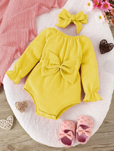 Body nœud manches longues + bavoir assorti bébé fille Mybooni — Lot 2 pièces