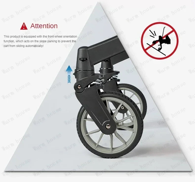 Poussette 4-en-1 multifonctionnelle pliable avec siège auto bébé EU Stock