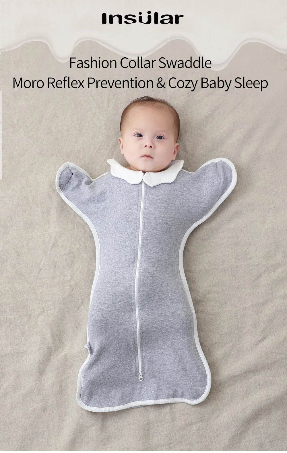 Gigoteuse nouveau-né anti-sursaut mains levées coton - turbulette emmaillotage couverture bébé