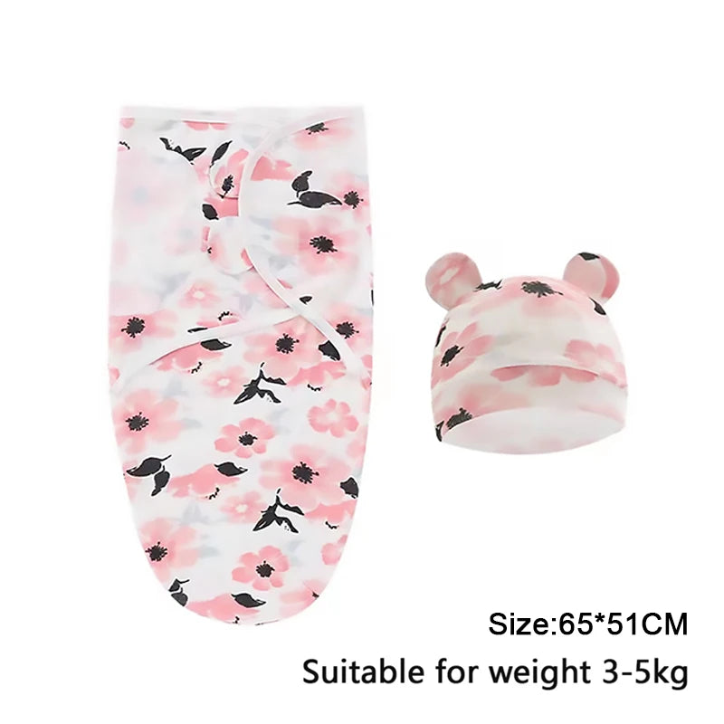Ensemble couverture et bonnet pour nouveau-né en coton 0-6 mois