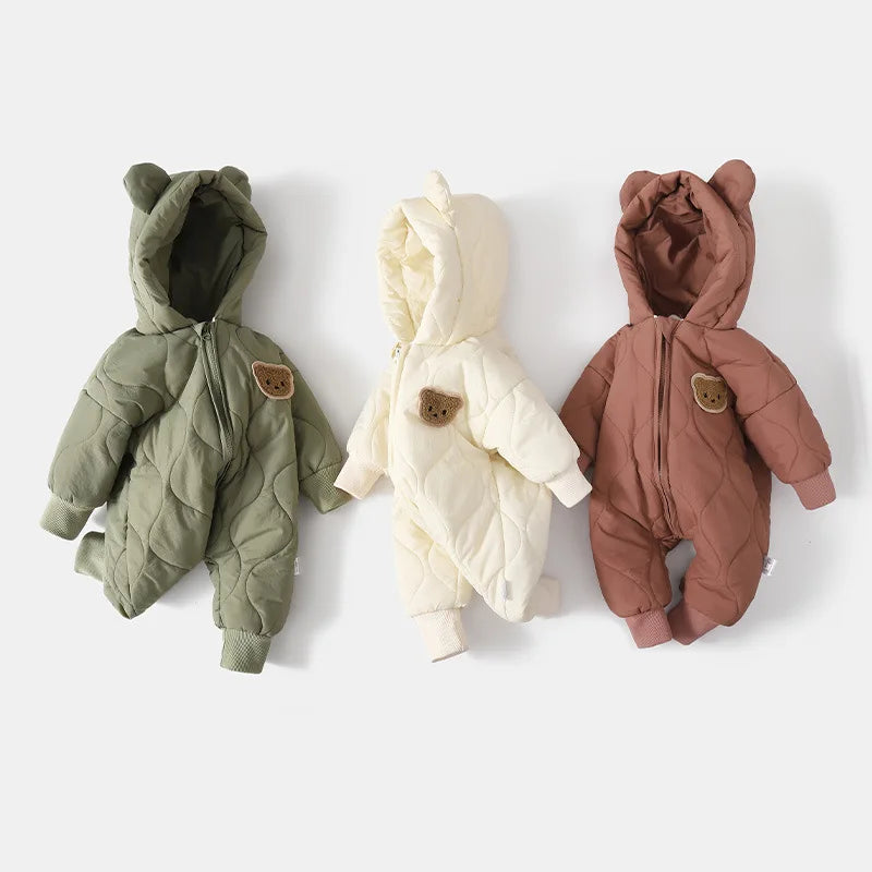 Combinaison hiver bébé fourrure intérieure - grenouillère ourson chaud 0-12 mois