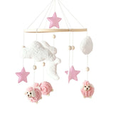Mobile lit bébé bois feutrine ours cartoon - carillon musical avec support berceau