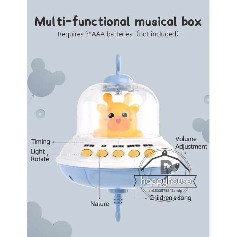 Mobile musical lumineux et projecteur pour lit bébé - télécommande jouet nouveau-né