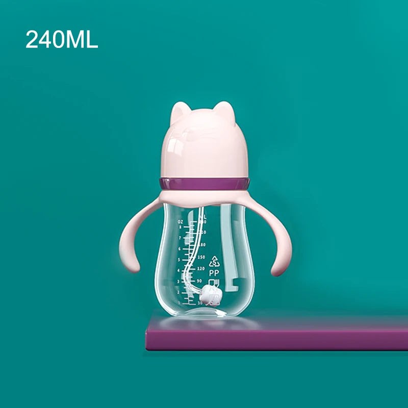 Biberon anti-coliques col large avec bille gravité et tétine silicone