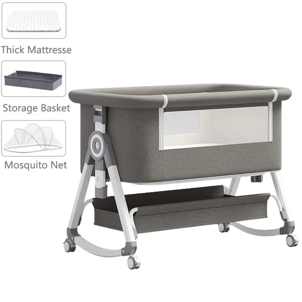 Lit bébé multifonction pliable hauteur ajustable - berceau balancelle lit dormeur portable