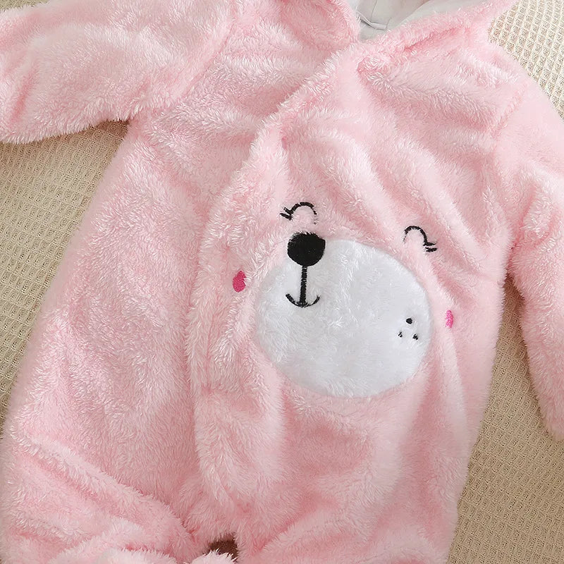 Combinaison bébé automne-hiver peluche chaud - grenouillère cartoon chien/lapin 0-2 ans