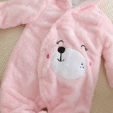 Combinaison bébé automne-hiver peluche chaud - grenouillère cartoon chien/lapin 0-2 ans