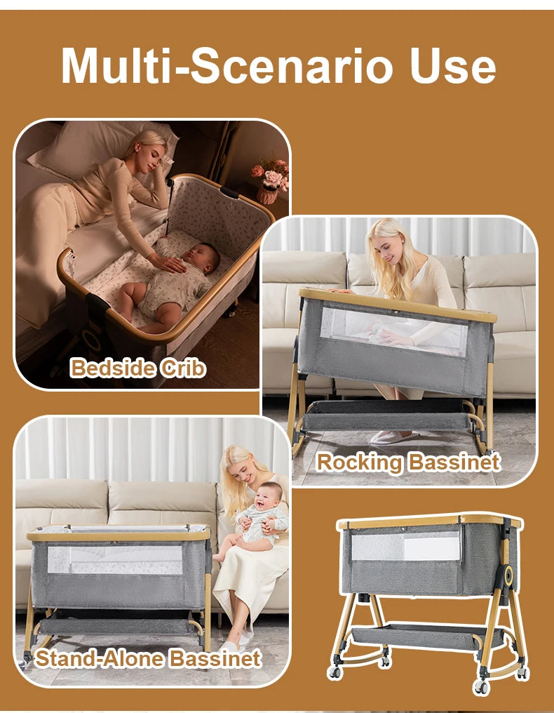 Lit bébé multifonction pliable hauteur ajustable - berceau balancelle lit dormeur portable