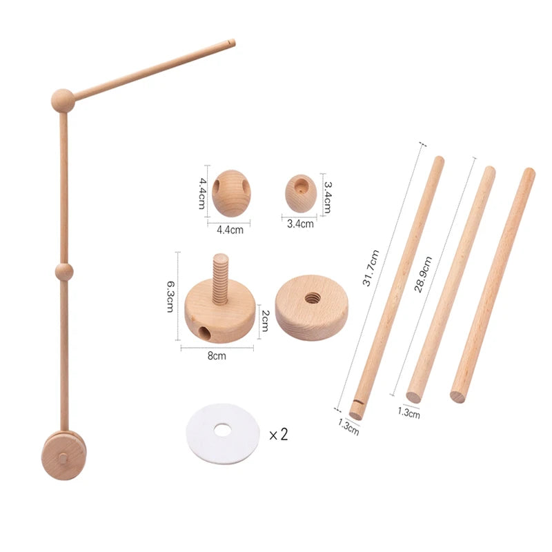 Mobile lit bébé bois feutrine ours cartoon - carillon musical avec support berceau