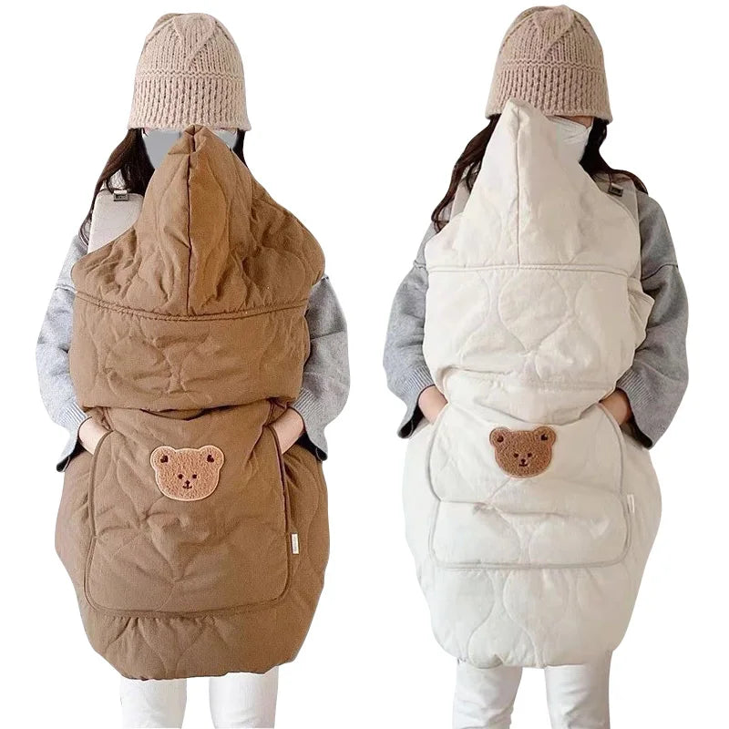 Cape à capuche bébé pour poussette et porte-bébé