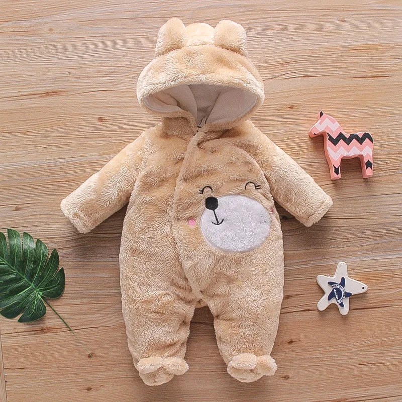 Combinaison bébé automne-hiver peluche chaud - grenouillère cartoon chien/lapin 0-2 ans