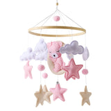 Mobile lit bébé bois feutrine ours cartoon - carillon musical avec support berceau