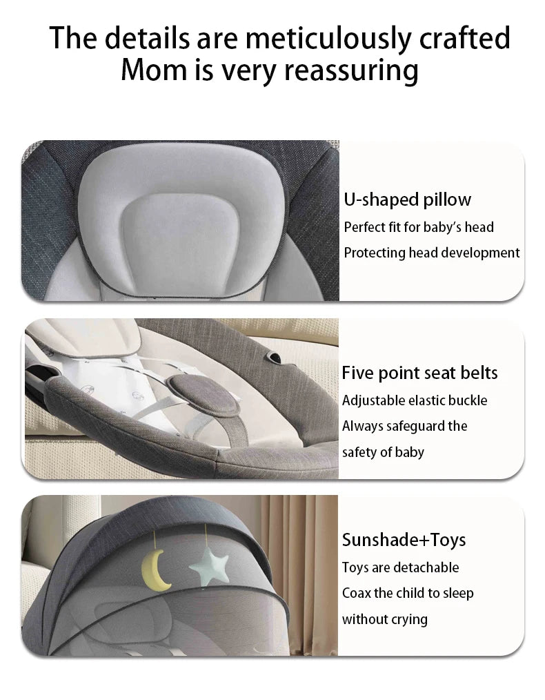 Berceau électrique bébé Bluetooth musique télécommande moustiquaire multifonctionnel