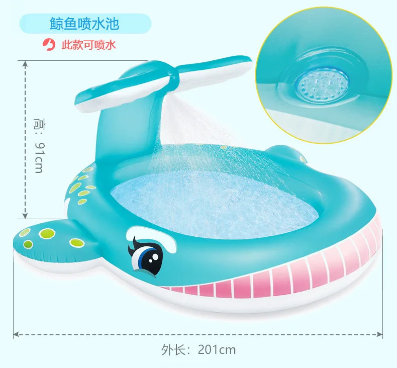 Piscine gonflable enfant Mybooni — Crocodile, licorne et dinosaure avec pompe