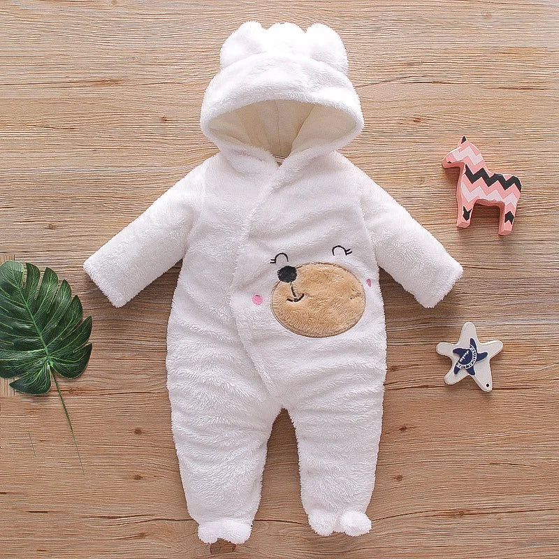 Combinaison bébé automne-hiver peluche chaud - grenouillère cartoon chien/lapin 0-2 ans