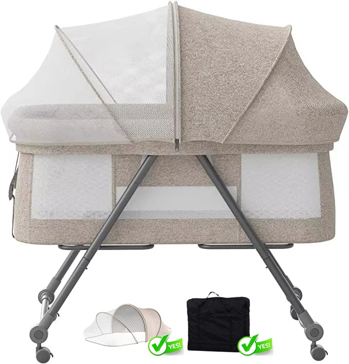 Lit de voyage bébé pliable avec matelas et roulettes silencieuses - cododo XYT-001