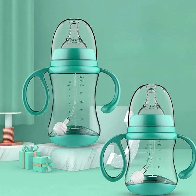 Biberon bébé silicone anti-chute Bouni — Paille et poignée isotherme