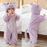 Combinaison pyjama bébé flanelle cartoon - grenouillère licorne/lapin/dinosaure animal