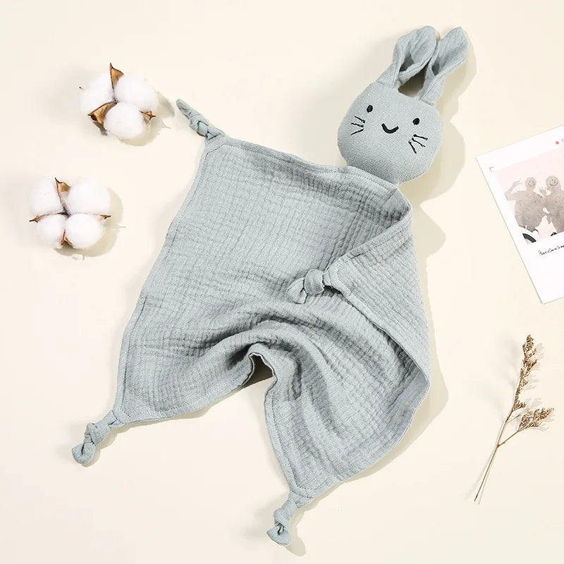 Doudou chat mignon bébé Mybooni — Mousseline coton bavoir apaisement sommeil