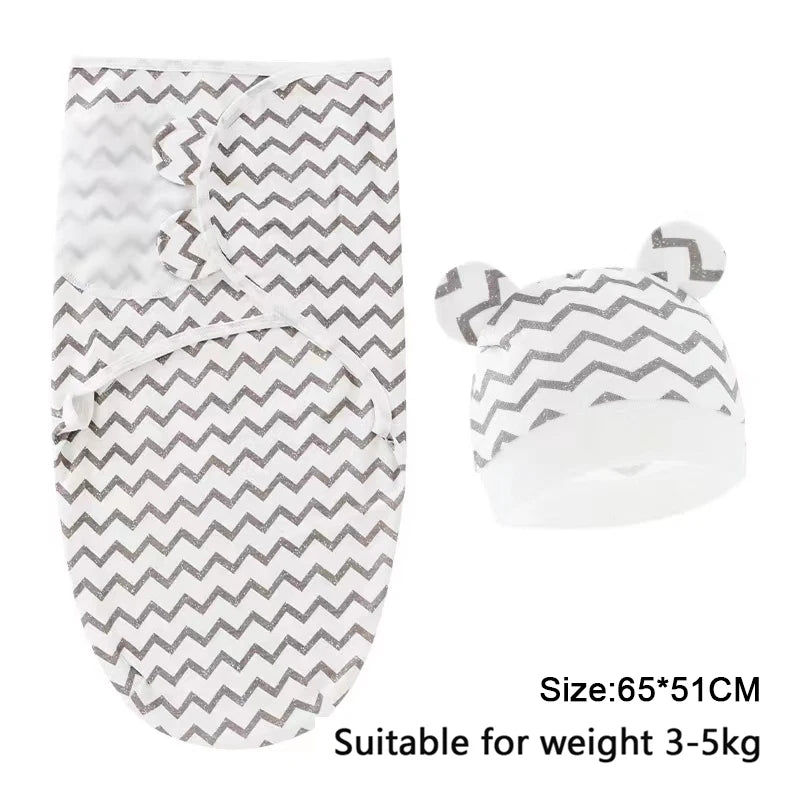 Ensemble couverture et bonnet pour nouveau-né en coton 0-6 mois