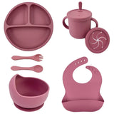 Set vaisselle bébé silicone sans BPA Mybooni — Bol ventouse assiette tasse couverts