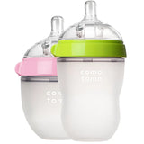 Lot 2 biberons bébé sans BPA silicone vert/rose - biberon enfant 5 oz et 8 oz