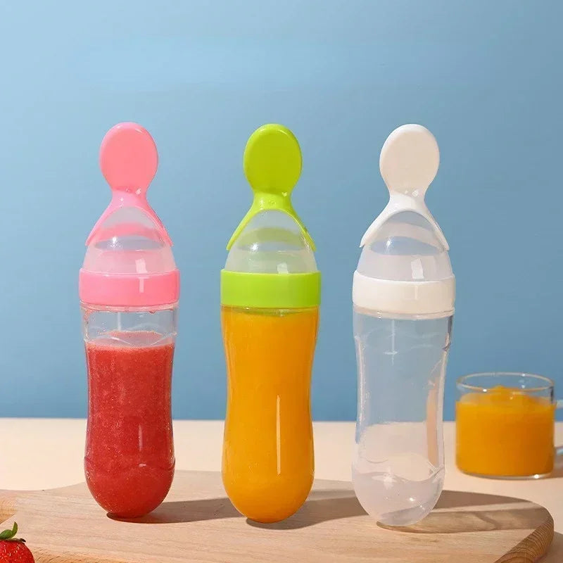 Biberon bébé avec cuillère silicone souple - outil alimentation complémentaire nourrisson toddler