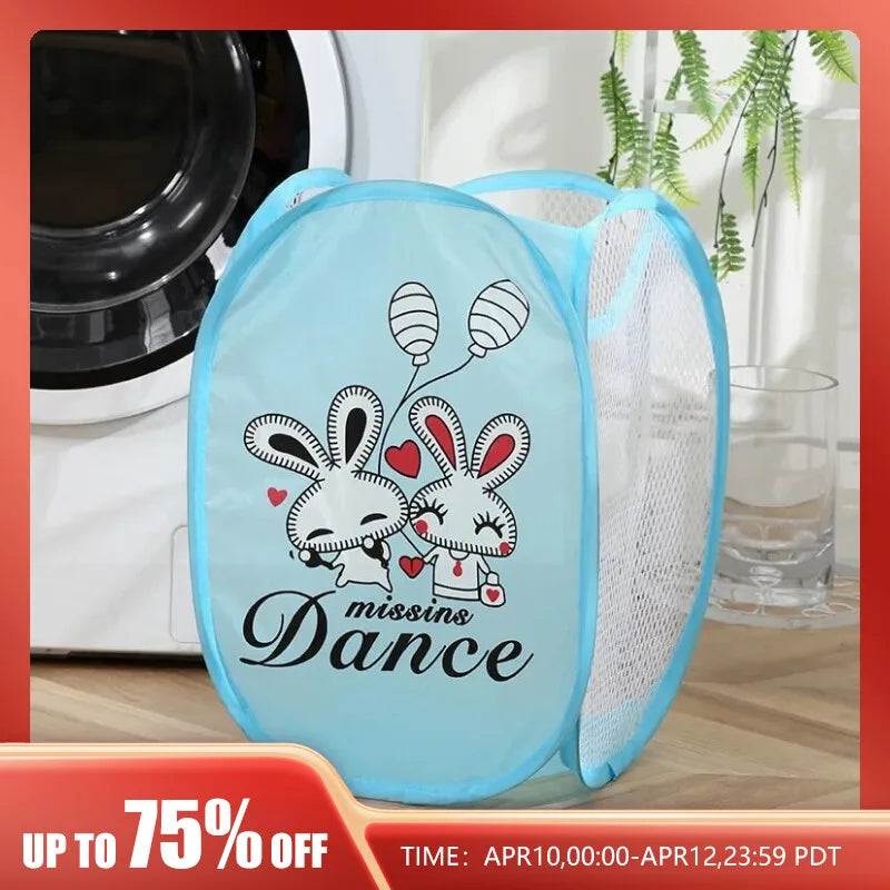 Cartoon Printed Foldable Laundry Basket Nylon M — vue face | Bouni