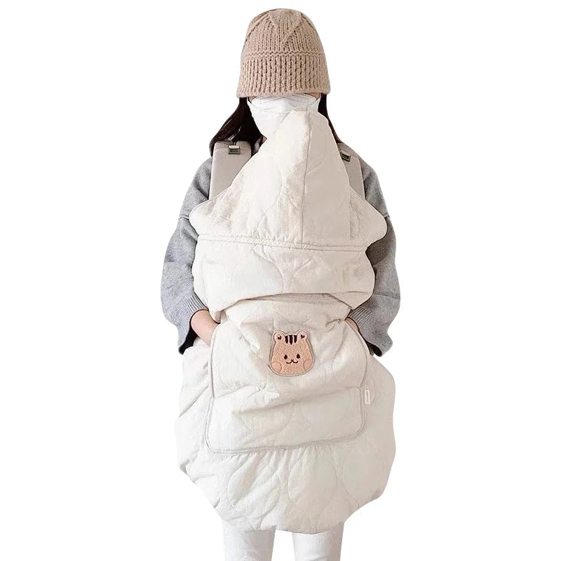Cape à capuche bébé pour poussette et porte-bébé