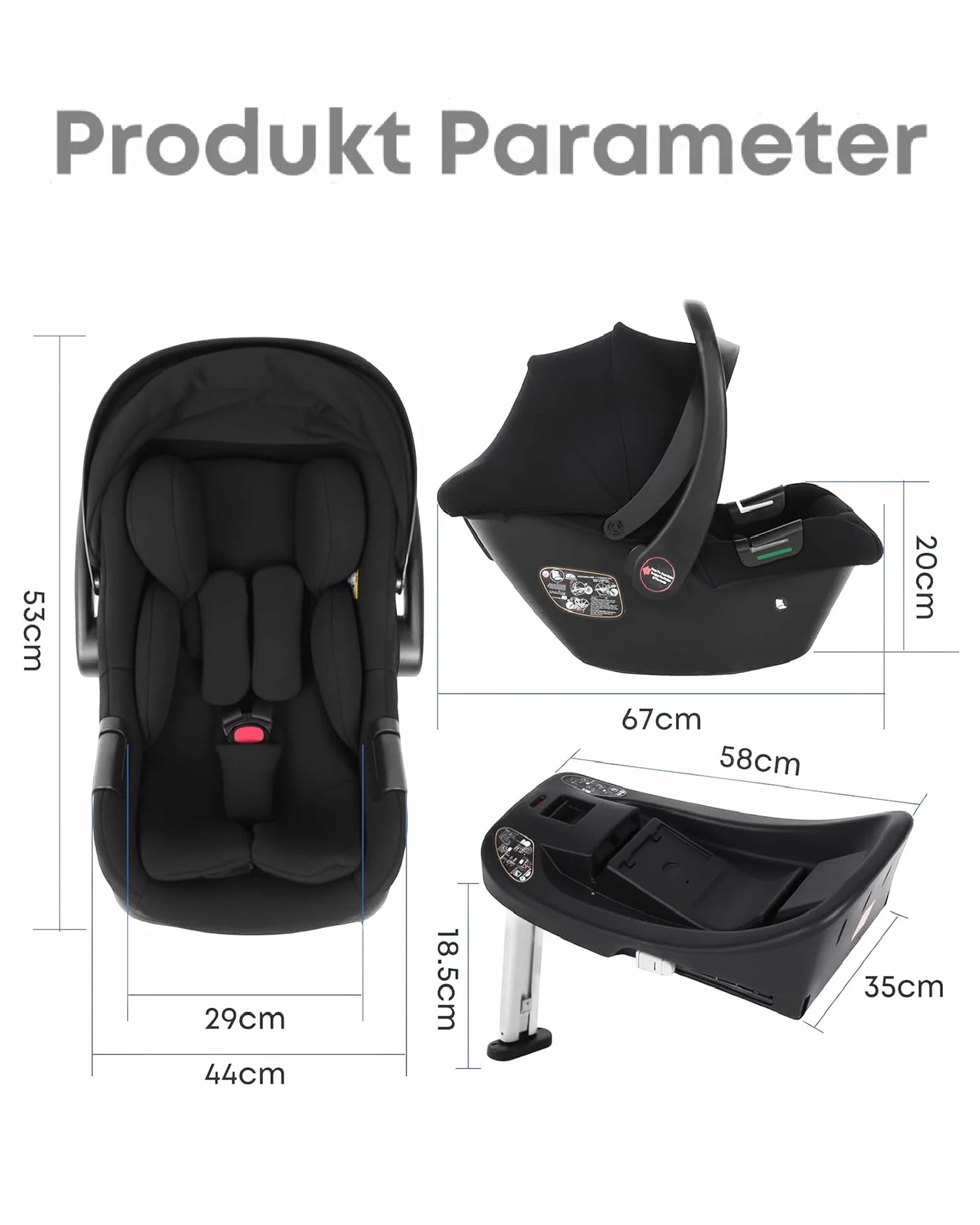 Siège auto bébé BabyVoyage I-Size jusqu'à 12kg - auvent solaire et ISOFIX